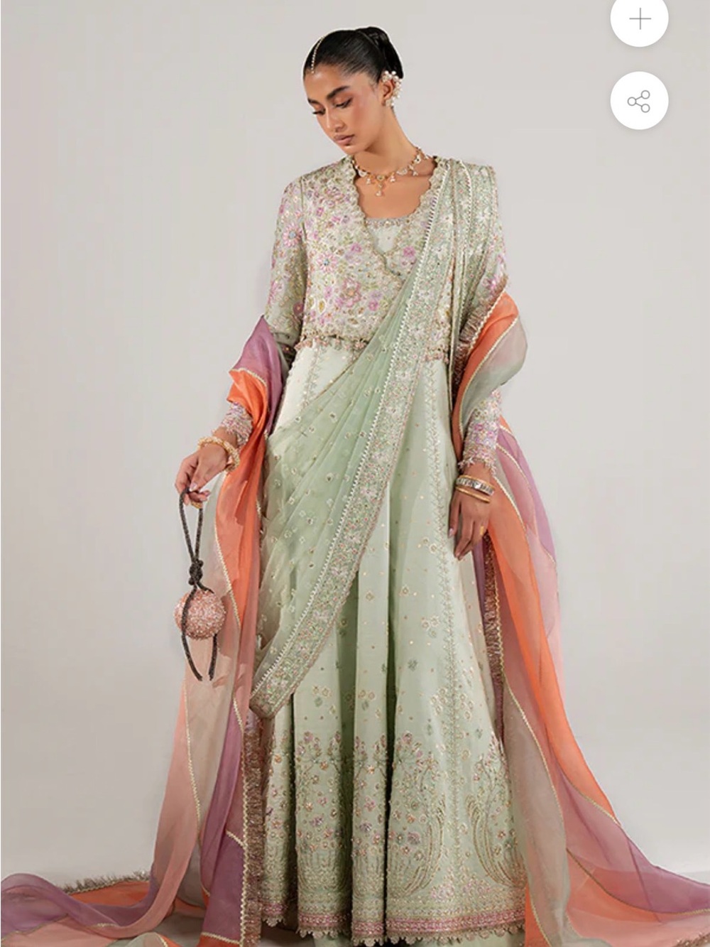 Pastel Green Embroidered Maxi Dress